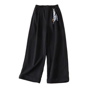 780克~韩系文艺风加绒加厚显瘦窄版直筒裤女冬新高腰时尚长裤3235