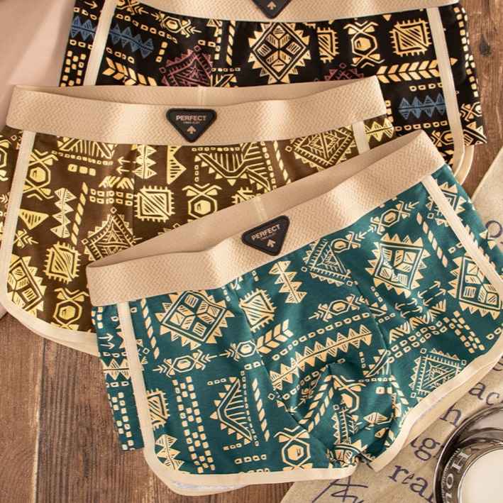 美式覆古男士内裤平角裤潮流男生2025新款印花夏季薄款短裤衩