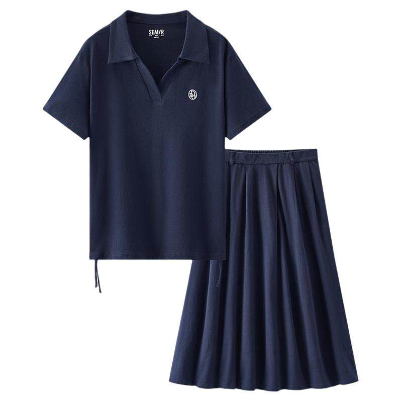 森马两件套纯棉休闲伞裙套装女