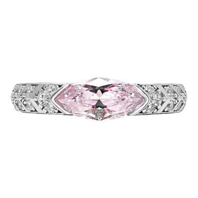 轻奢925纯银马眼粉钻戒指