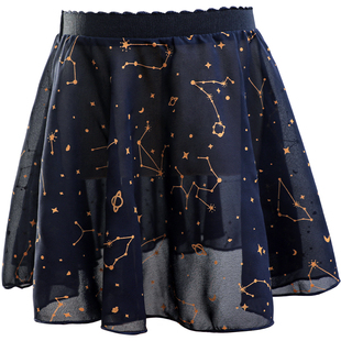 特价芭蕾舞裙半身纱裙女童星座印花雪纺儿童舞蹈裙练功服跳舞短裙