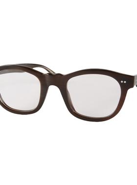 两颗圆形金属铆钉饰进口印度条纹棕牛角光学眼镜架偏光墨镜太阳镜