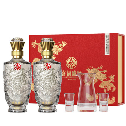 宜宾五粮液股份出品喜福盛世52度浓香型高度白酒500ml*2瓶