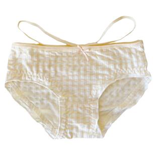 双腰带日系格子纯棉裆内裤女甜美无痕透气中低腰少女三角2026新款