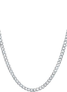 周六福溯光链项链男潮嘻哈素链S925银古巴链圣诞礼物送男友