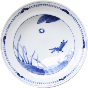 樱花道日本进口食器陶瓷餐具盘子深盘汤盘 中式复古蓝彩青花瓷