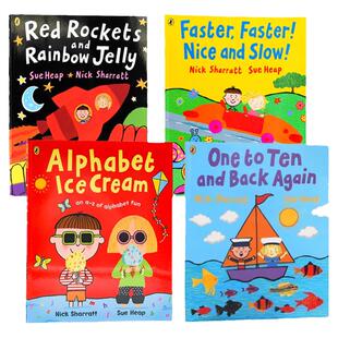 现货 英文原版绘本 名家Nick Sharratt 4册 One to Ten and Back Again 数数 儿童英语启蒙图画书 吴敏兰书单 平装大开本