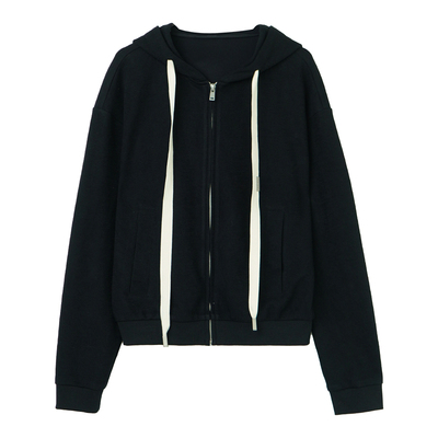 SOKESOKE 篙质肌理针织 撞色抽绳 连帽百搭卫衣