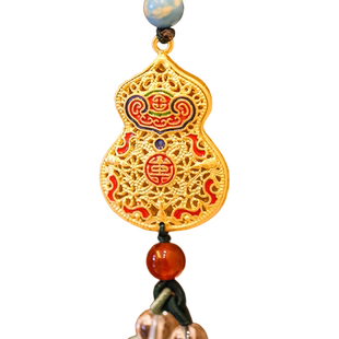 中外珐琅美术馆珐琅景泰蓝车饰小葫芦挂饰车内挂件玄关装饰品大促