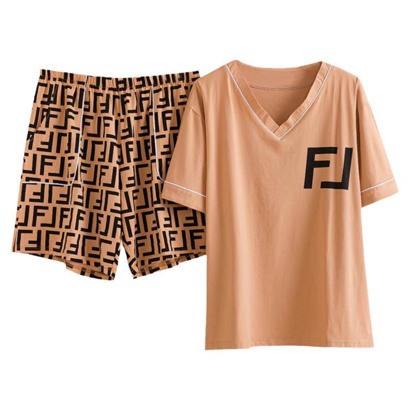女针织棉简约V领家居服睡衣