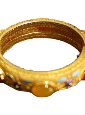 花丝镶嵌多宝玉石卡扣镯