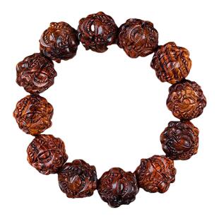 海南黄花梨手串招财貔貅湘工雕刻佛珠手链男款送礼收藏文玩把件