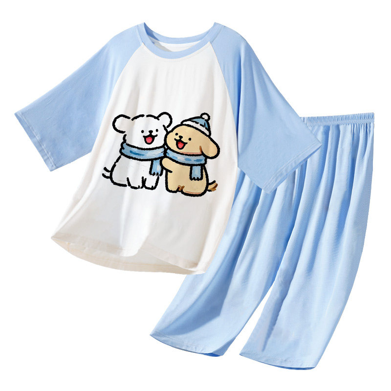 男童睡衣夏季莫代尔七分裤家居服