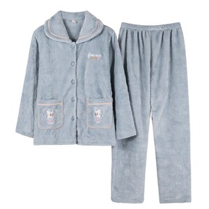 冬季珊瑚绒中老年人保暖家居服