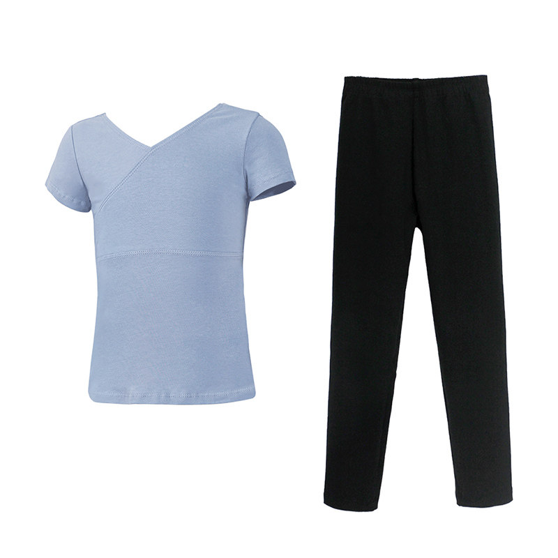 舞蹈服儿童女上衣棉春夏中国舞练功服黑色女童跳舞衣服少儿拉丁舞
