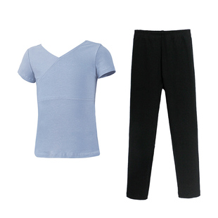 舞蹈服儿童女上衣棉春夏中国舞练功服黑色女童跳舞衣服少儿拉丁舞