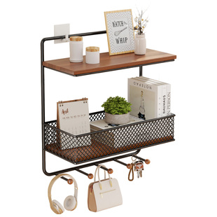 墙壁置物架宿舍墙上免打孔收纳架上铺收纳神器带挂钩多功能储物架