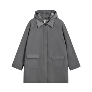 RestandRecreation官方2025秋冬新款RR宽松logo刺绣连帽大衣外套