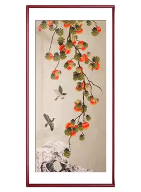 柿柿如意入户玄关走廊竖版装饰画