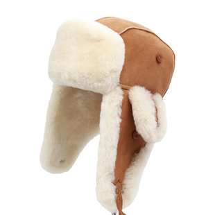 KAMOSA羊皮毛一体冬季雷锋帽女防寒保暖男士东北棉帽子骑车皮草帽