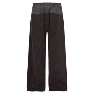 F383 美式复古设计感拼接格子阔腿休闲裤女宽松显瘦百搭垂感长裤