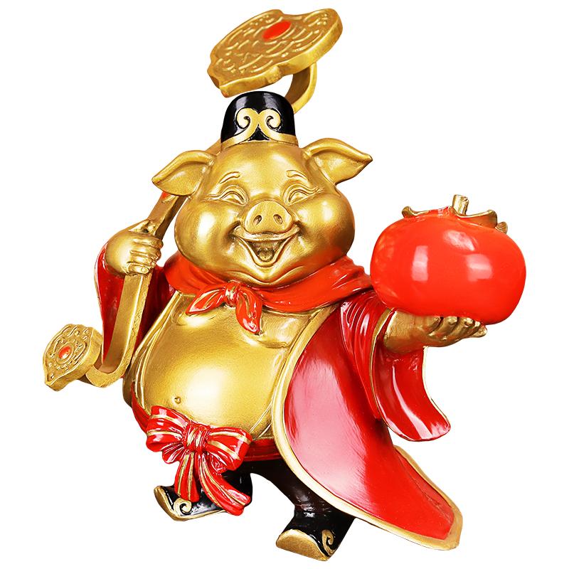 诸事如意铜彩柿子猪八戒摆件礼品