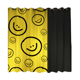 半遮光细麻新品简约拼色精致装饰卧室客厅挂钩学生寝室打孔窗帘布