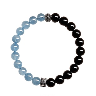 【普陀山顺丰包邮】黑曜石海蓝宝手串女款官方水晶手链转运珠男1