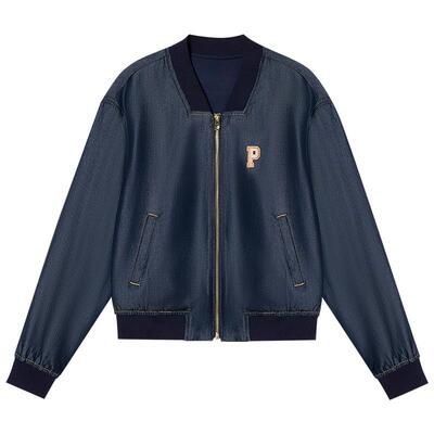 诗篇专选天丝莱赛尔高腰截短式薄款夹克棒球服短外套春款