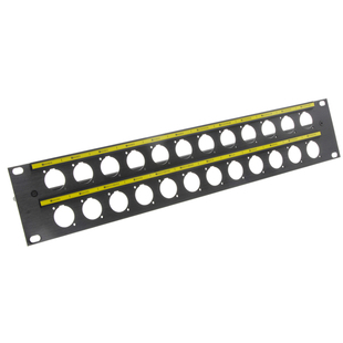 N2U-24孔位带标签D型插座架机柜卡农面板AV音视频跳线塞孔板双排