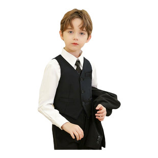 罗蒙儿童礼服男童西装马甲套装主持人钢琴演出服男孩花童西服英伦