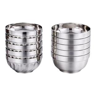 食品级304不锈钢幼儿园双层隔热米饭小碗家用食堂大号汤面碗刻字