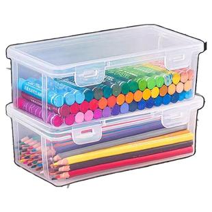 铅笔收纳盒透明文具盒塑料儿童桌面笔筒装彩蜡笔彩色笔马克笔笔袋