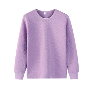 A&B妈妈加厚秋衣纯棉女三层夹棉保暖圆领棉毛衫中老年人打底上衣