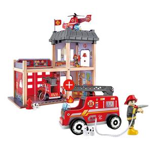 Hape城市消防站火线救护队3岁+儿童益智力玩具车男女孩大型过家家