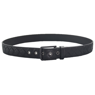 新款大格编织皮带男真皮针扣款休闲裤带头层牛皮手工男士腰带bv32