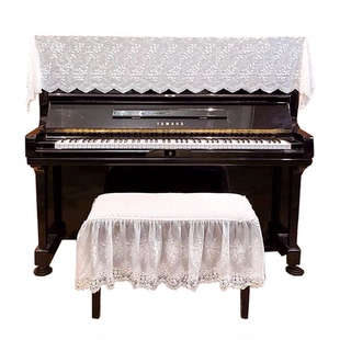 铃兰钢琴罩法式复古高级感防尘半罩美式白色钢琴布盖布蕾丝盖巾