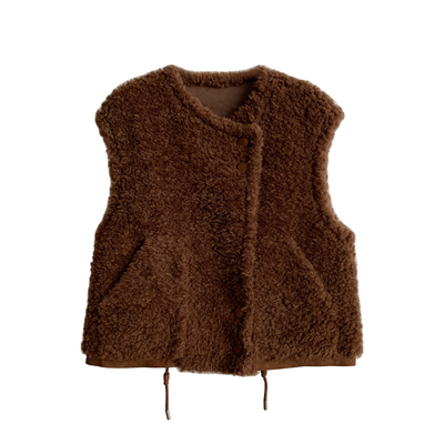 韩女马甲/100羊羔毛皮草毛毛外套