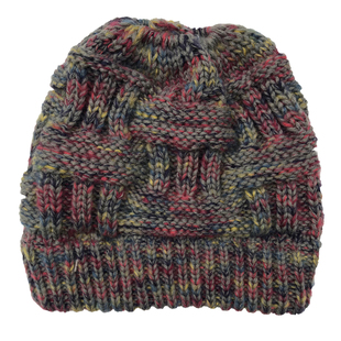 针织毛线帽子女秋冬款空顶马尾帽加厚保暖套头帽骑行护耳帽月子帽