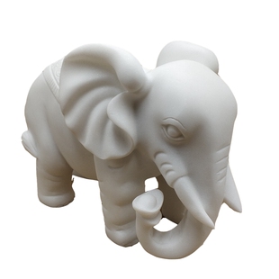 石雕大象石象石刻小象摆件一对仿汉白玉吸水大象家居小摆件装饰品