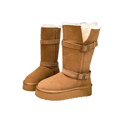 真皮羊毛长筒靴骑士雪地棉靴女鞋