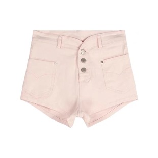 李李服饰粉色丰胯牛仔短裤女2025冬季新款低腰修身显瘦美胯超短裤