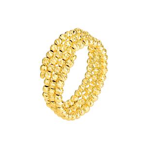 BEAUFINA百分娜18K金素金戒指三圈弹簧小众设计手饰