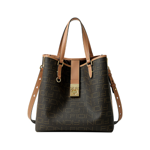 Fion/菲安妮老花水桶包新款通勤手提包包复古高级感单肩斜挎小包