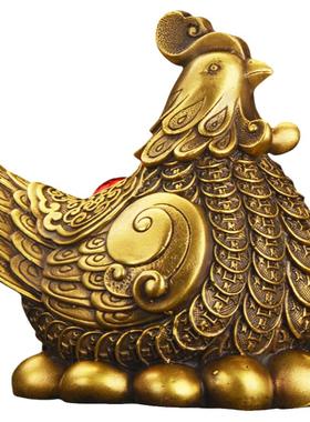 铜母鸡摆件孵蛋创意工艺品装饰