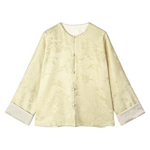 ROCO新中式国风系列 梅竹双清冠乐绉提花两面穿宽松款对襟外套