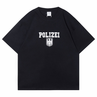 自主 VT 夏季新款 polizei 印花字母 OS宽松男女装潮流短袖teeT恤