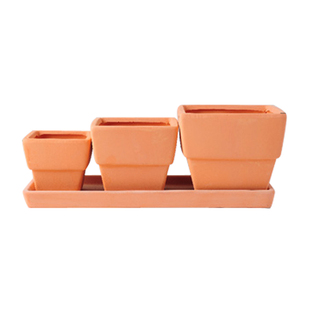 方形红陶花盆带长方形托盘多肉植物方盆细质陶土盆肉肉陶瓷花盆