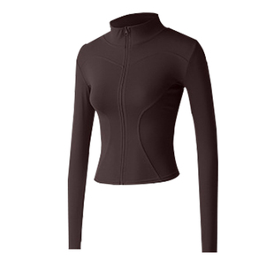 加绒加厚秋冬款瑜伽外套女拉链开衫保暖立领修身显瘦弹力长袖上衣