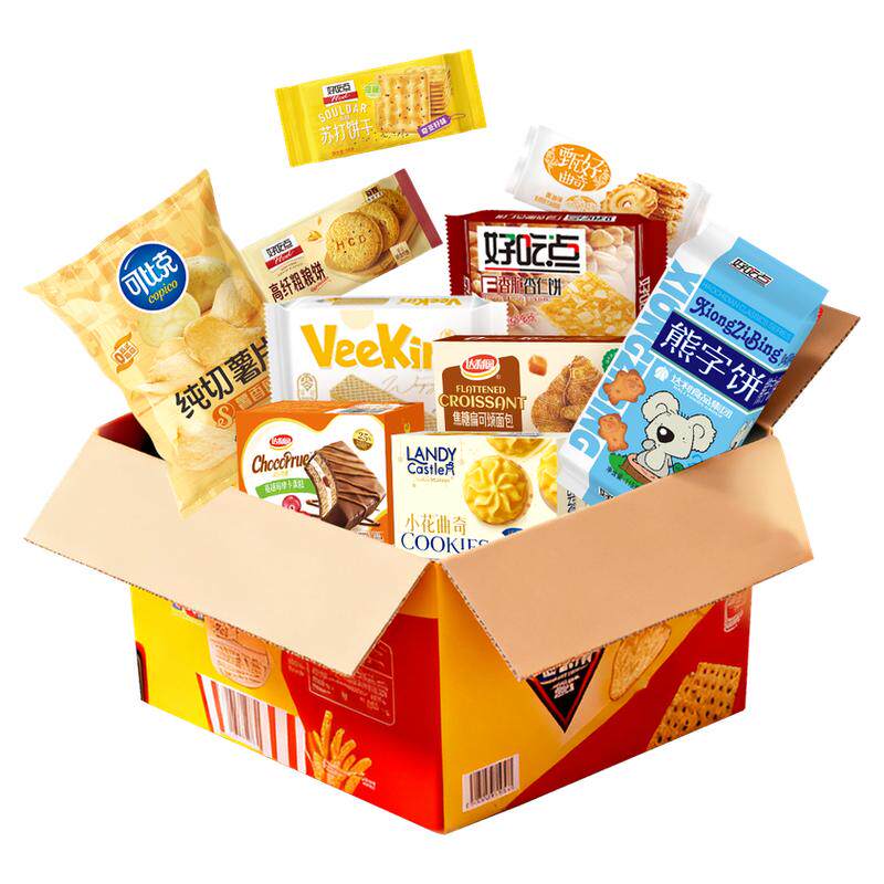 达利园好吃点可比克零食狂欢桶多口味组合装薄脆饼干薯片独立包装